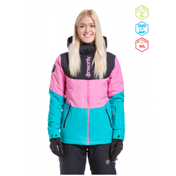 Сноубордическая куртка MEATFLY «KIRSTEN»  - KIRSTEN-1-HOT PINK/TURQUOISE - Цвет Розовый - Фото 1