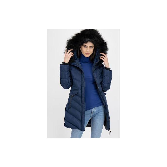 Куртка зимняя женская удлиненная GEOGRAPHICAL NORWAY «DOLRIE» LADY - WU5947F/GNO-NAVY - Цвет Темно-синий - Фото 4
